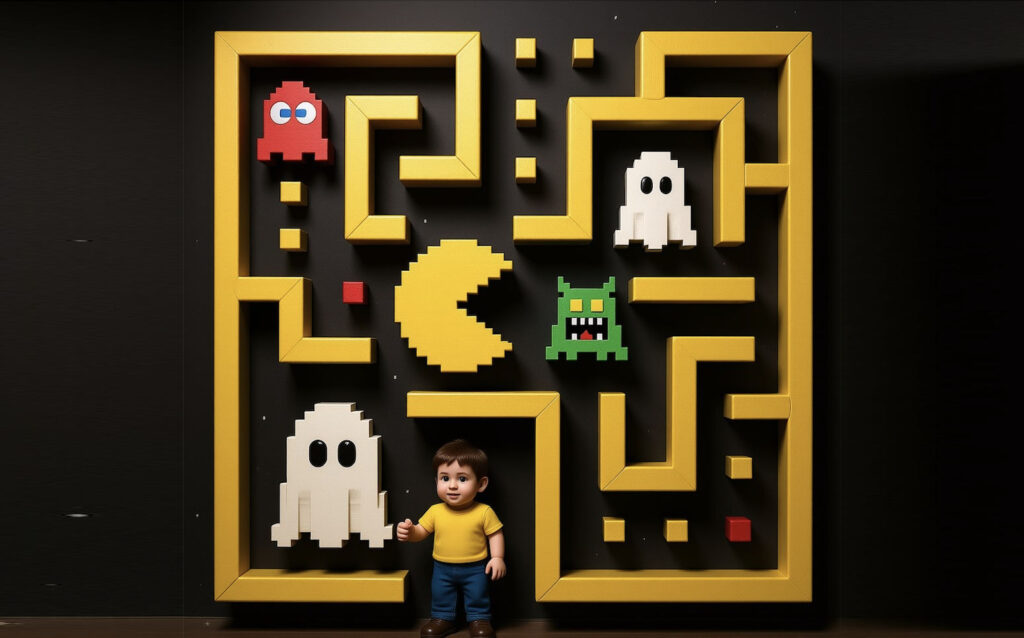 Kind in einem Computer-Labyrinth